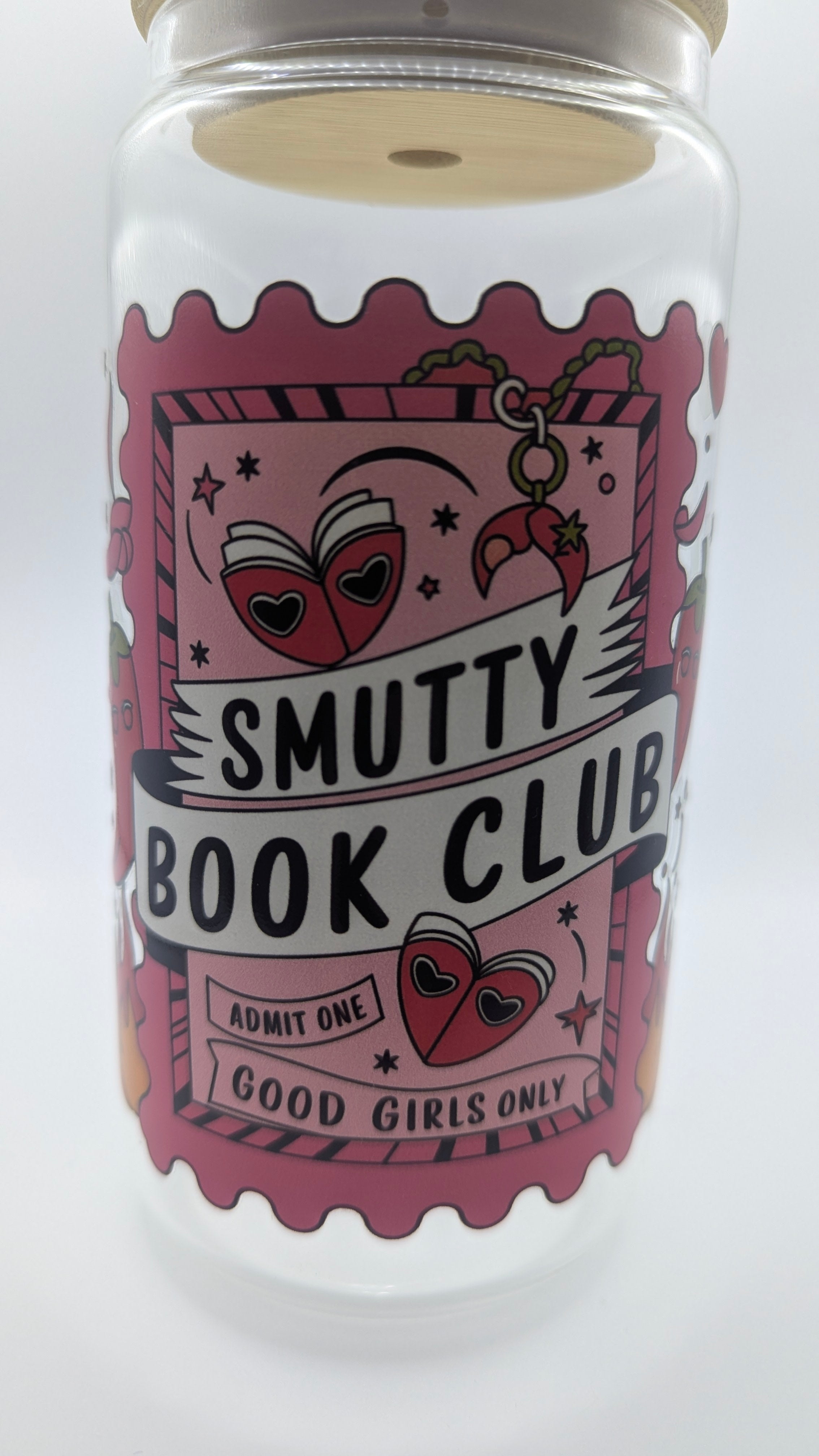 Smutty Book Club Glass Drinks Tumbler with Straw - Spicy Book Lover