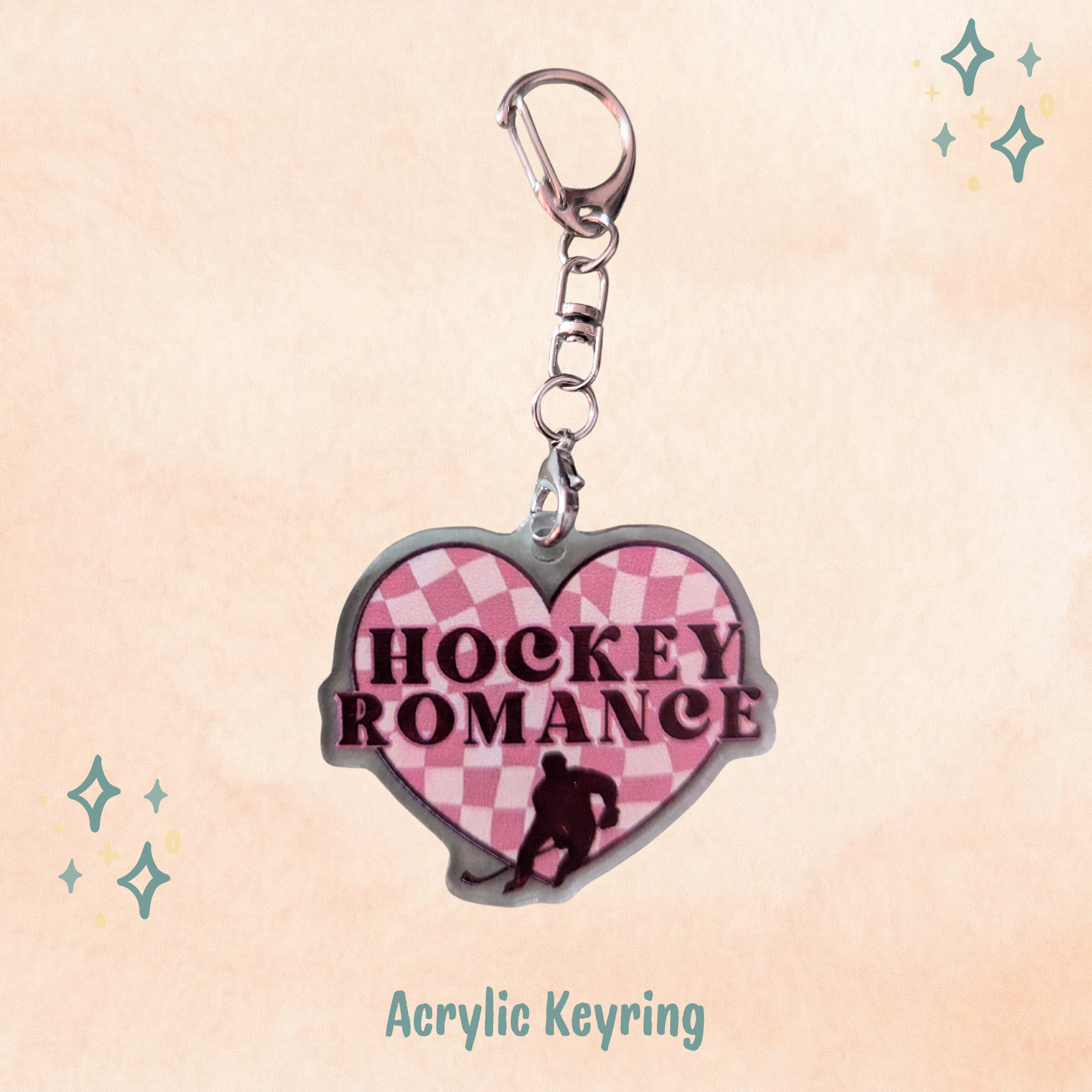 Hockey Romance Heart Keychain