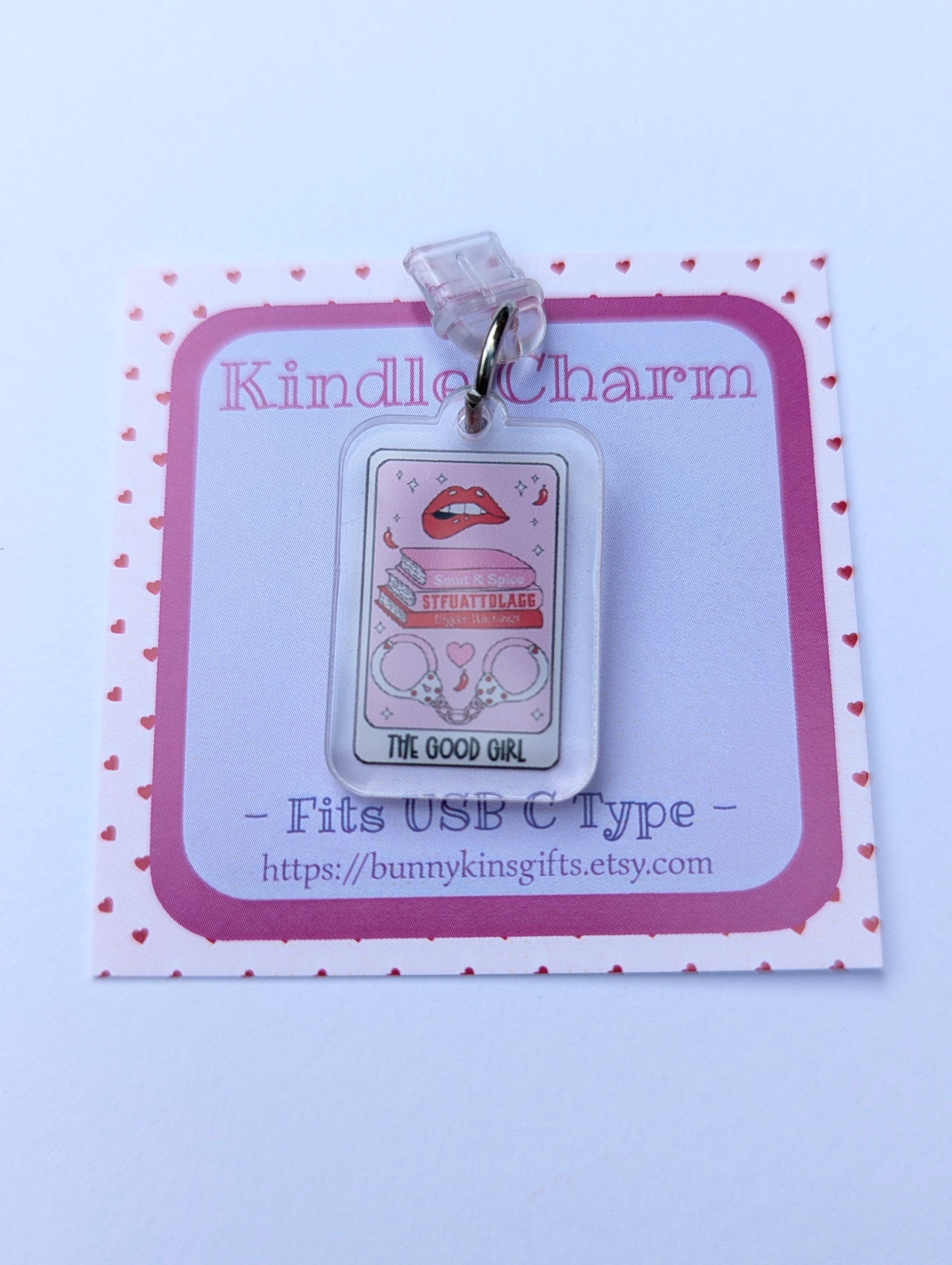 Good Girl Tarot Card Kindle Charm for USB-C Port - Decorate your E-Readers or Phone