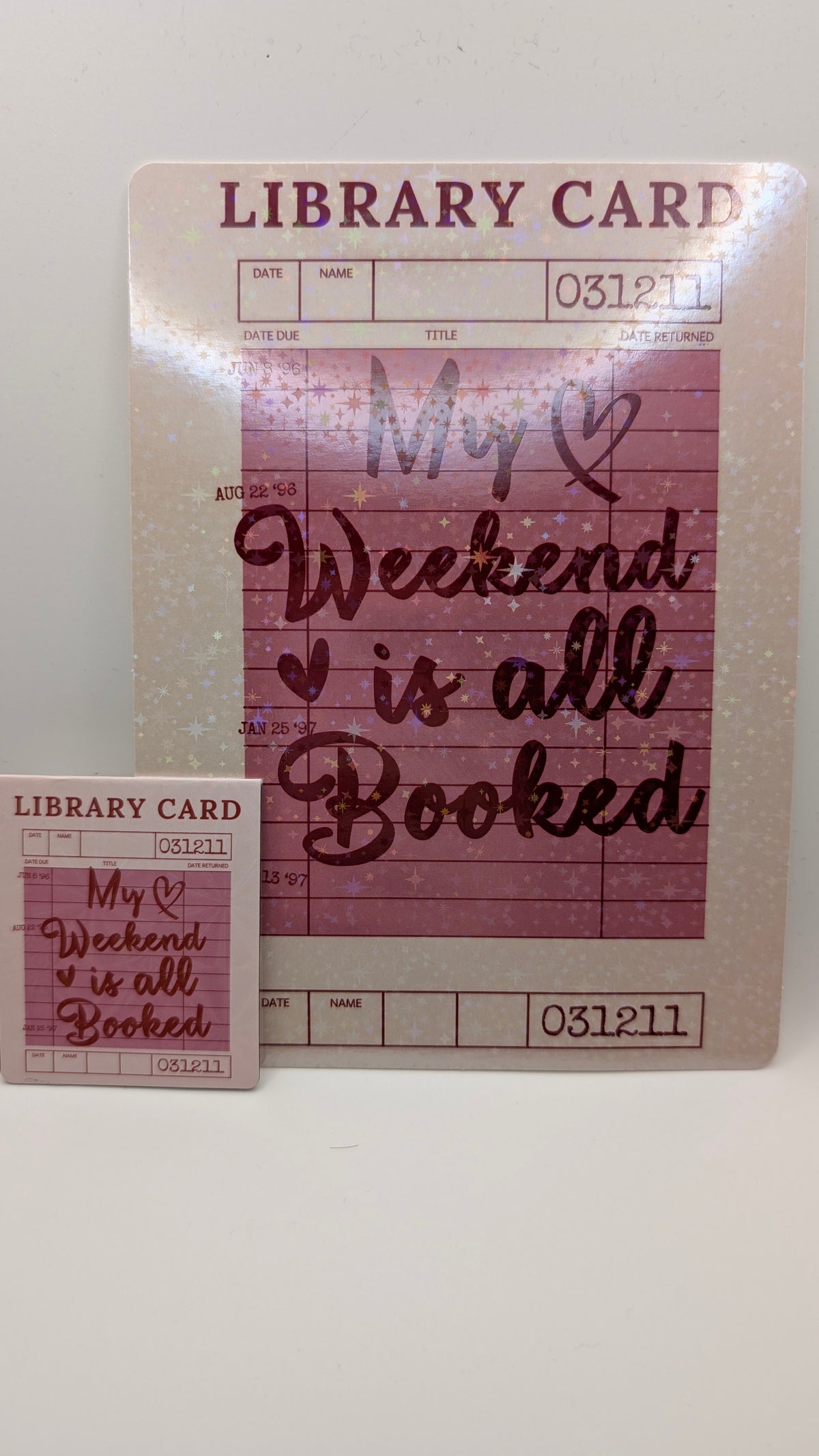 Library Card Style Kindle Inserts & Matching Magnetic Bookmarks