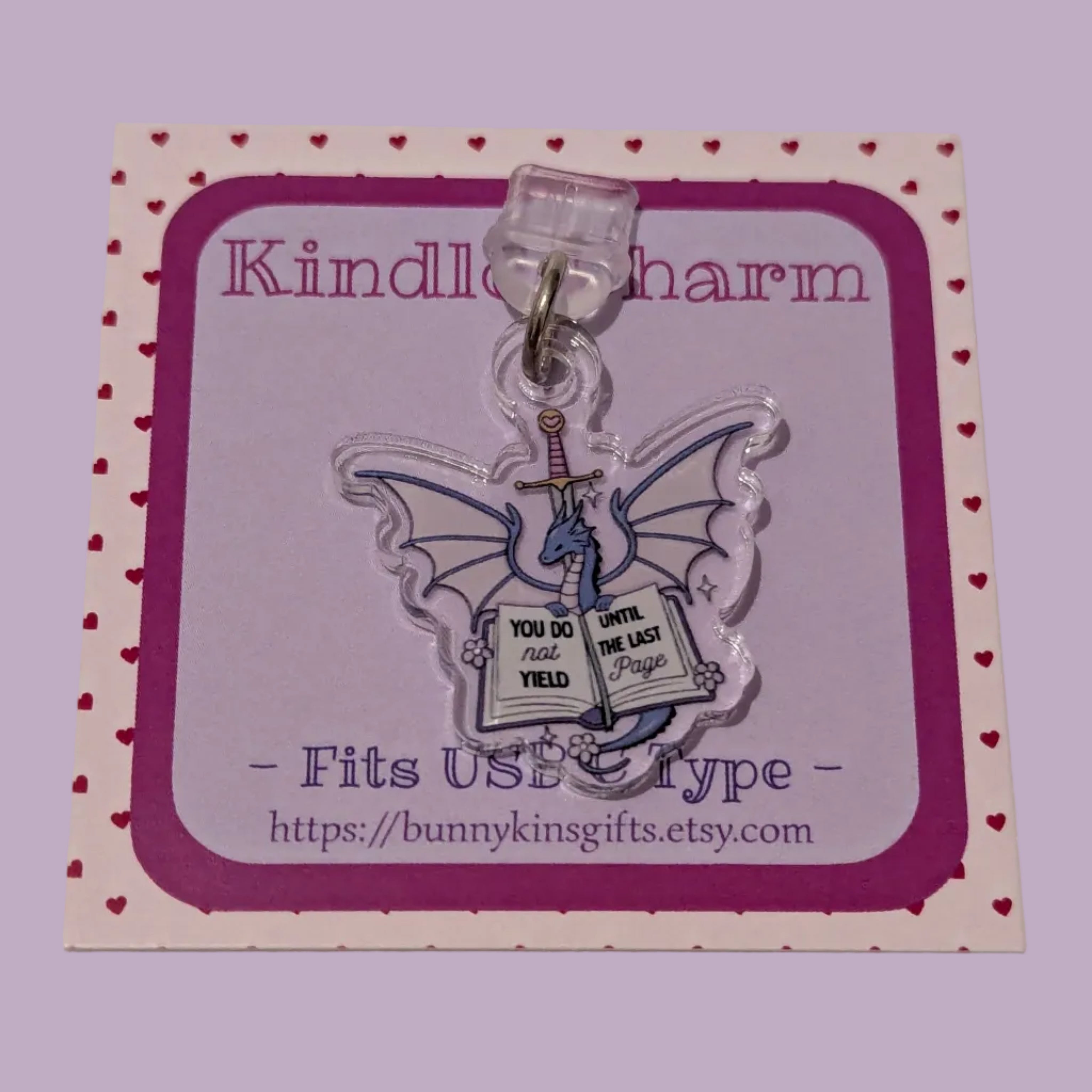 Dragon Do Not Yield Kindle Charm for USB-C Port - Decorate your E-Readers or Phone