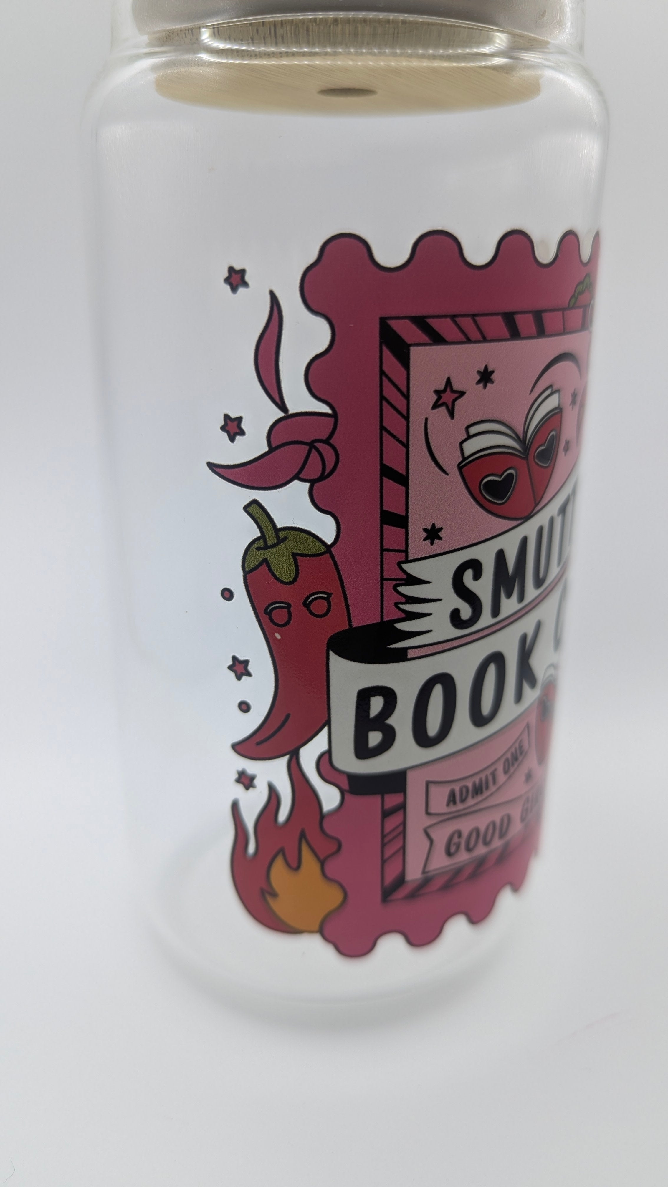 Smutty Book Club Glass Drinks Tumbler with Straw - Spicy Book Lover