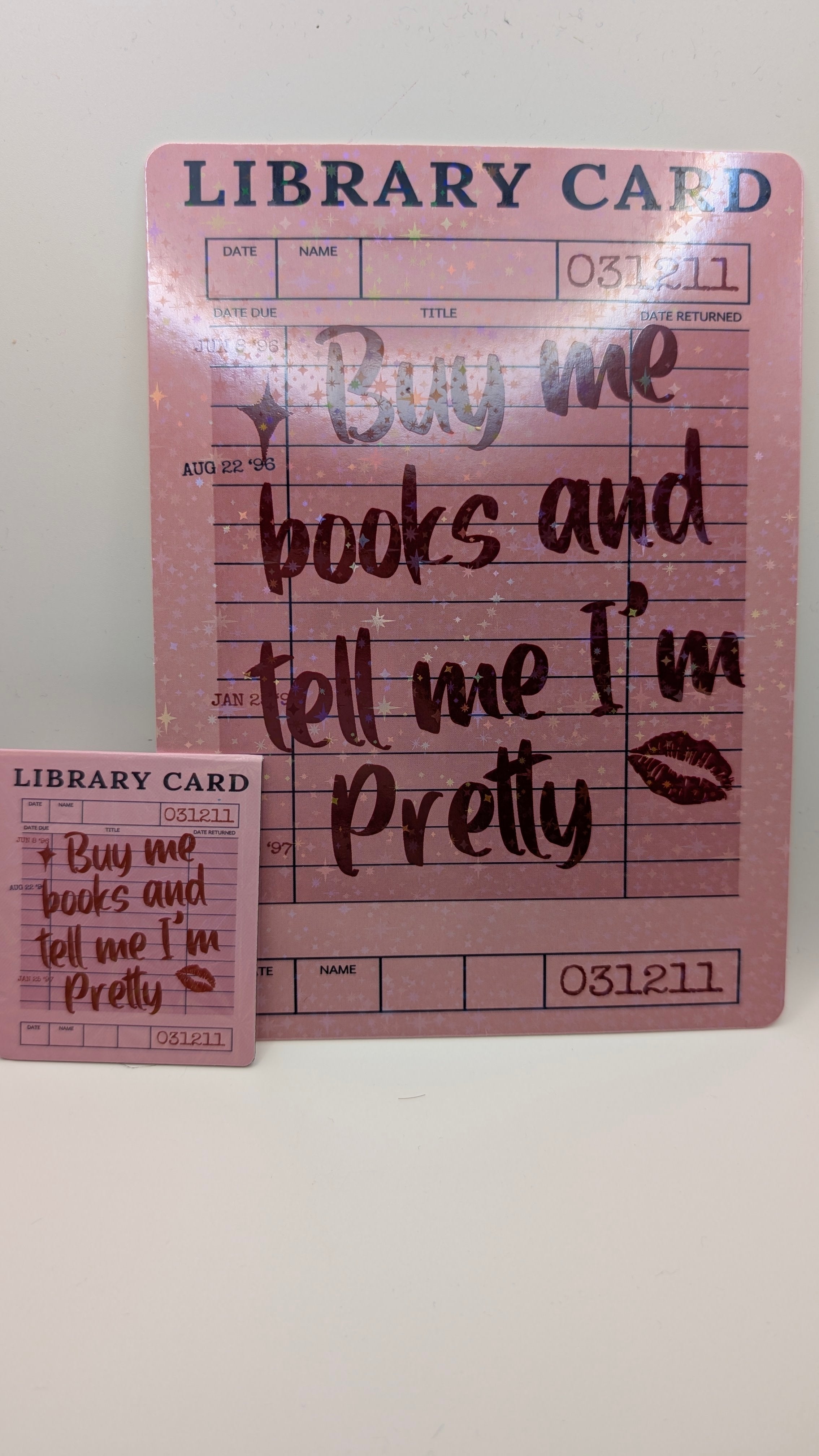 Library Card Style Kindle Inserts & Matching Magnetic Bookmarks