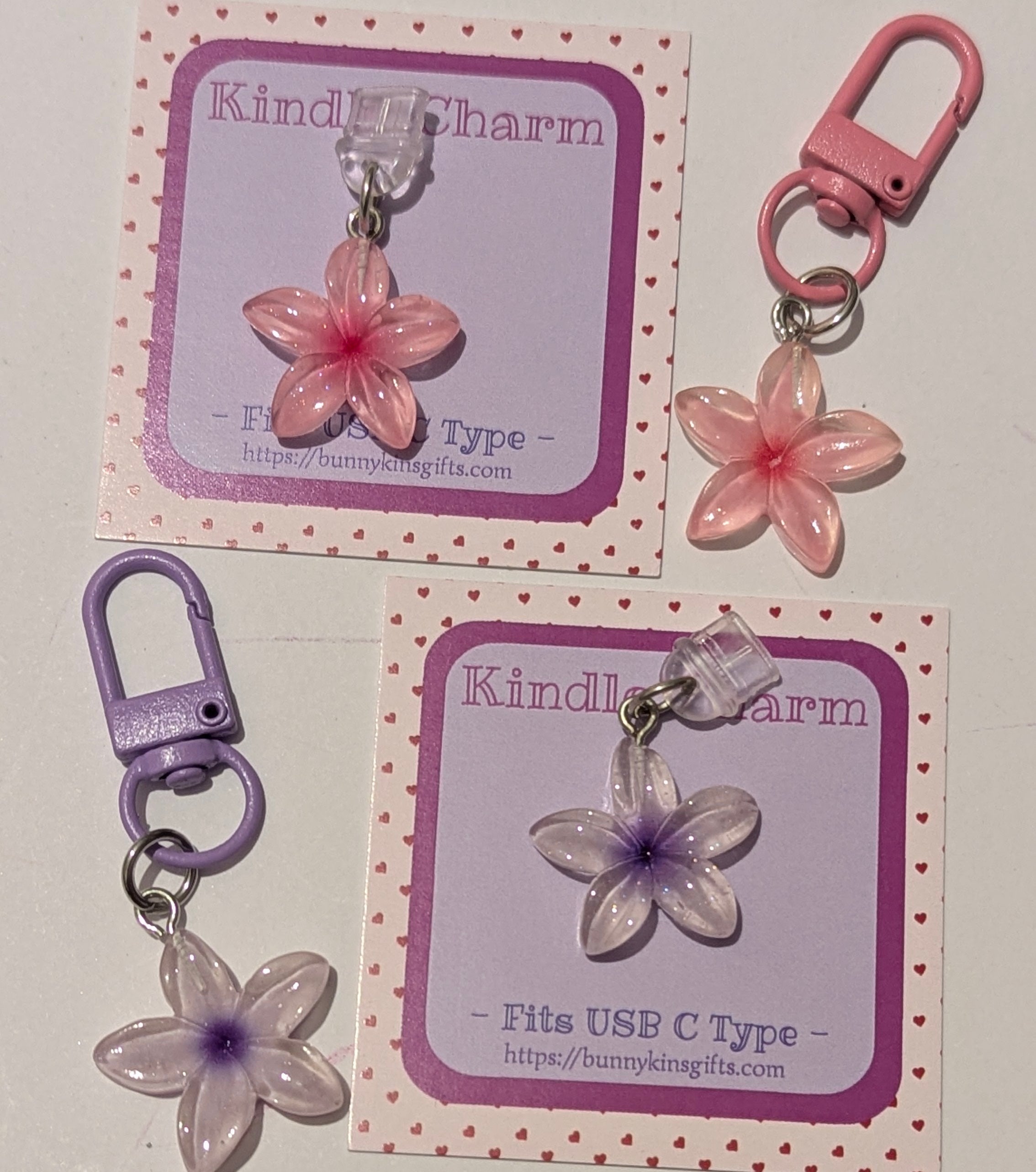 Flower Kindle Charm Set for USB-C Port - Decorate your E-Readers or Phone