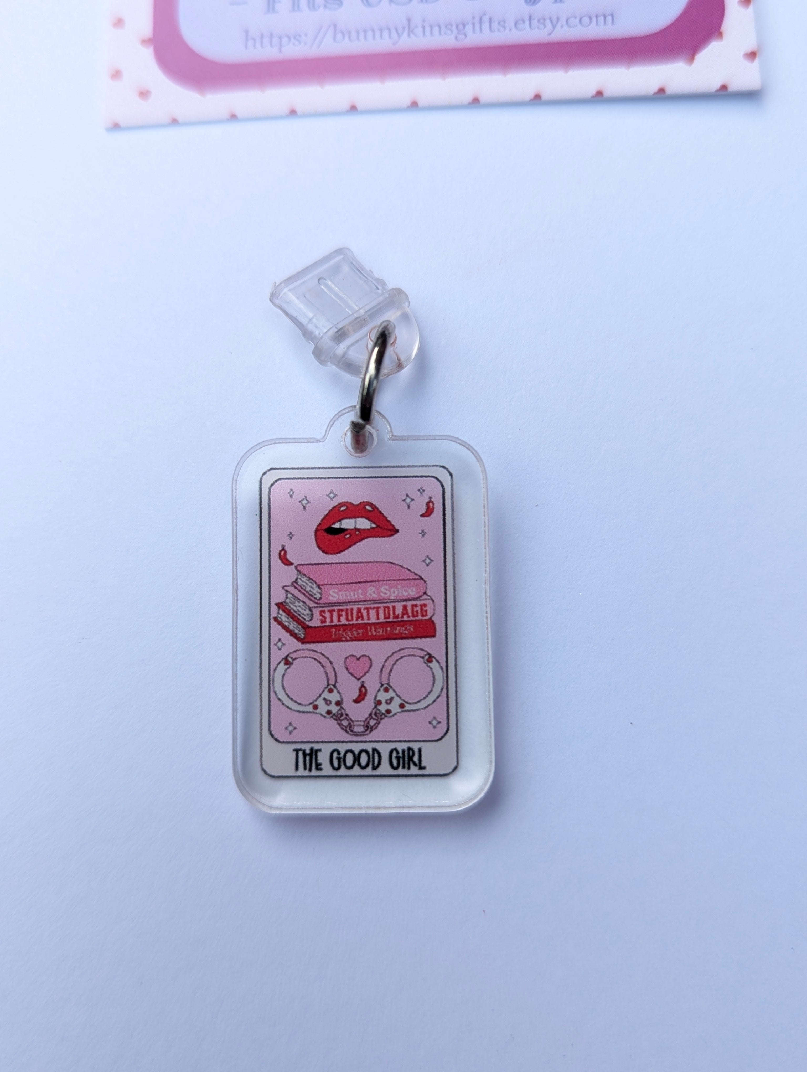 Good Girl Tarot Card Kindle Charm for USB-C Port - Decorate your E-Readers or Phone