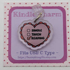 Reading Heart Kindle Charm for USB-C Port - Decorate your E-Readers or Phone