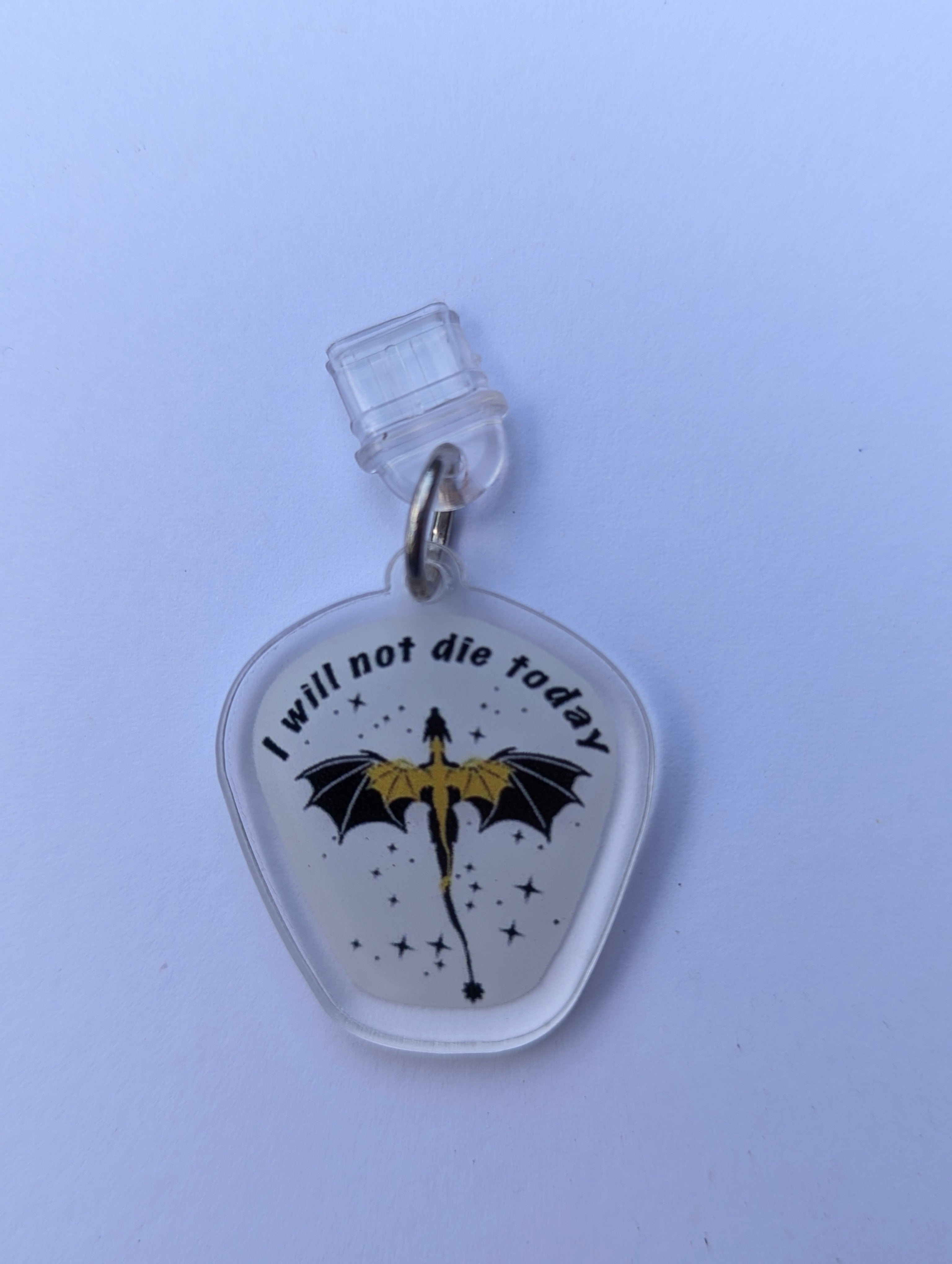 I Will Not Die Today Dragon Kindle Charm for USB-C Port - Decorate your E-Readers or Phone