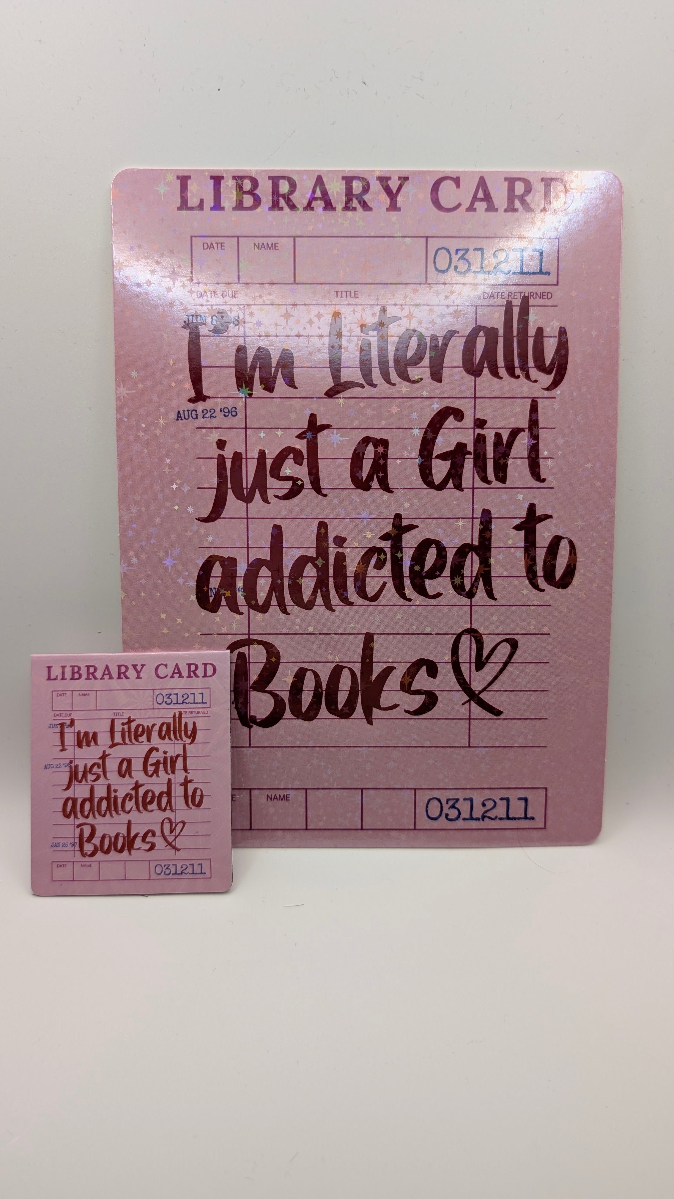 Library Card Style Kindle Inserts & Matching Magnetic Bookmarks