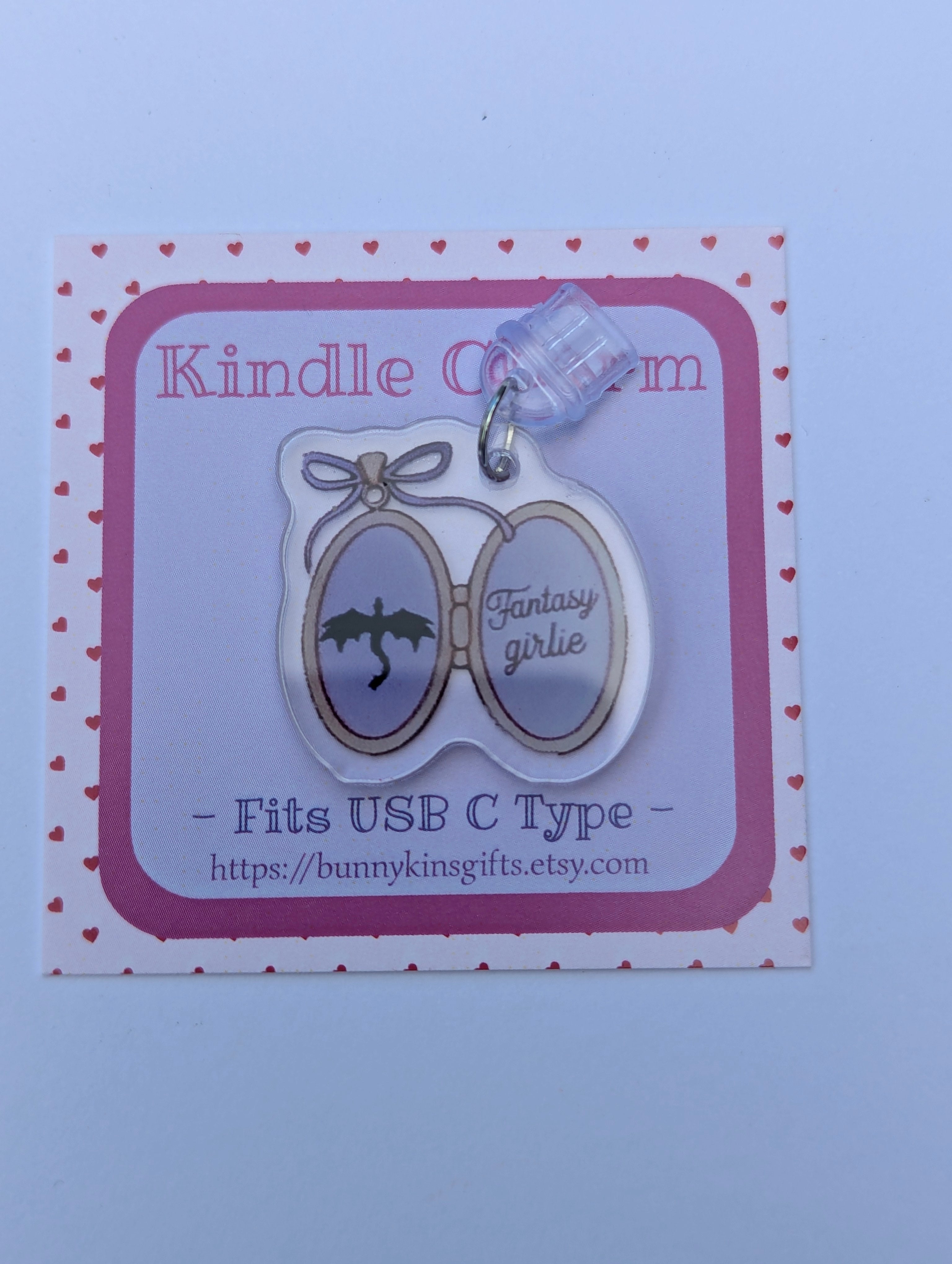 Fantasy Girlie Locket Kindle Charm for USB-C Port - Decorate your E-Readers or Phone