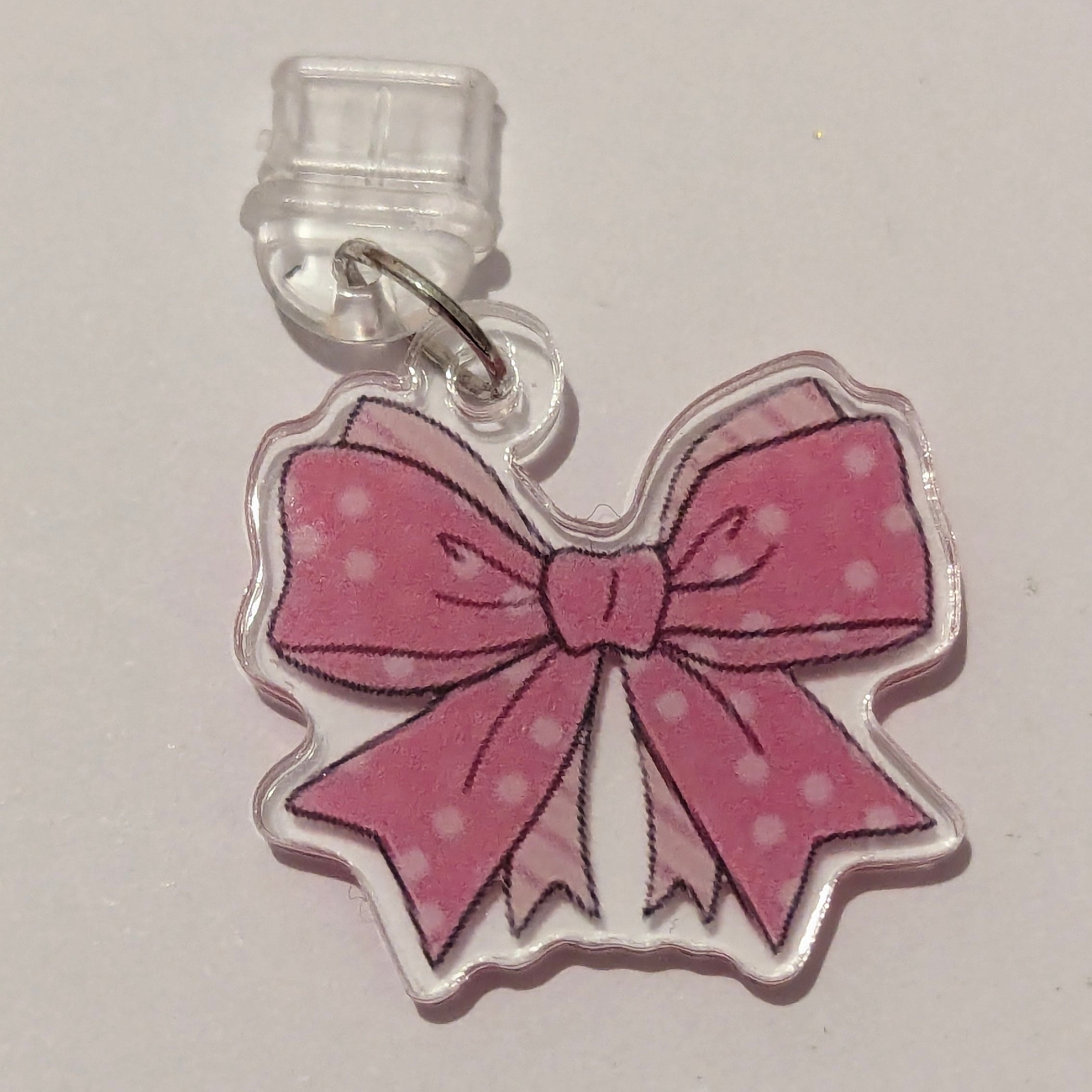Pink Spotty Bow Kindle Charm for USB-C Port - Decorate your E-Readers or Phone