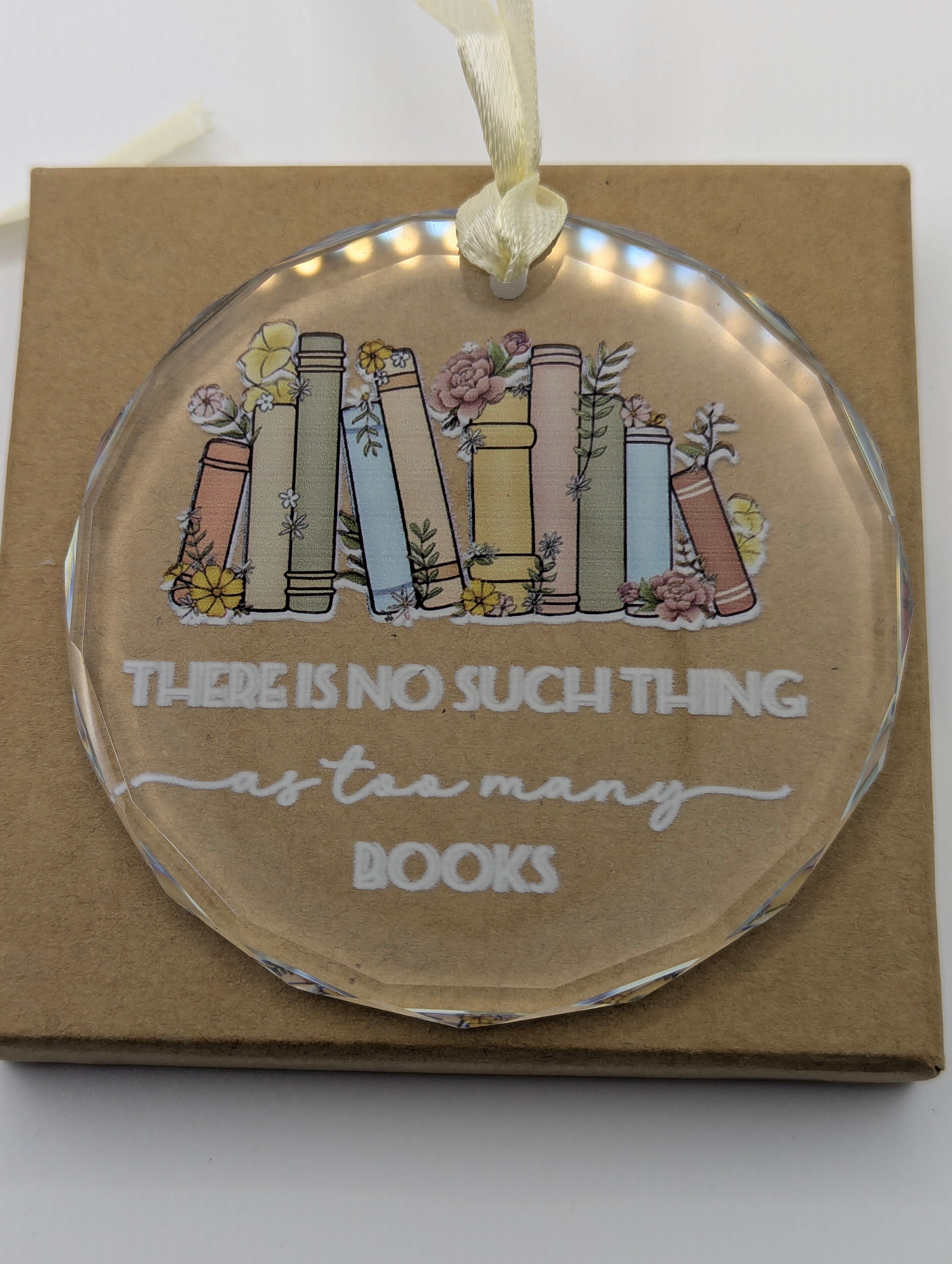 No Such Thing as Too Many Books Glass Bookshelf Decoration