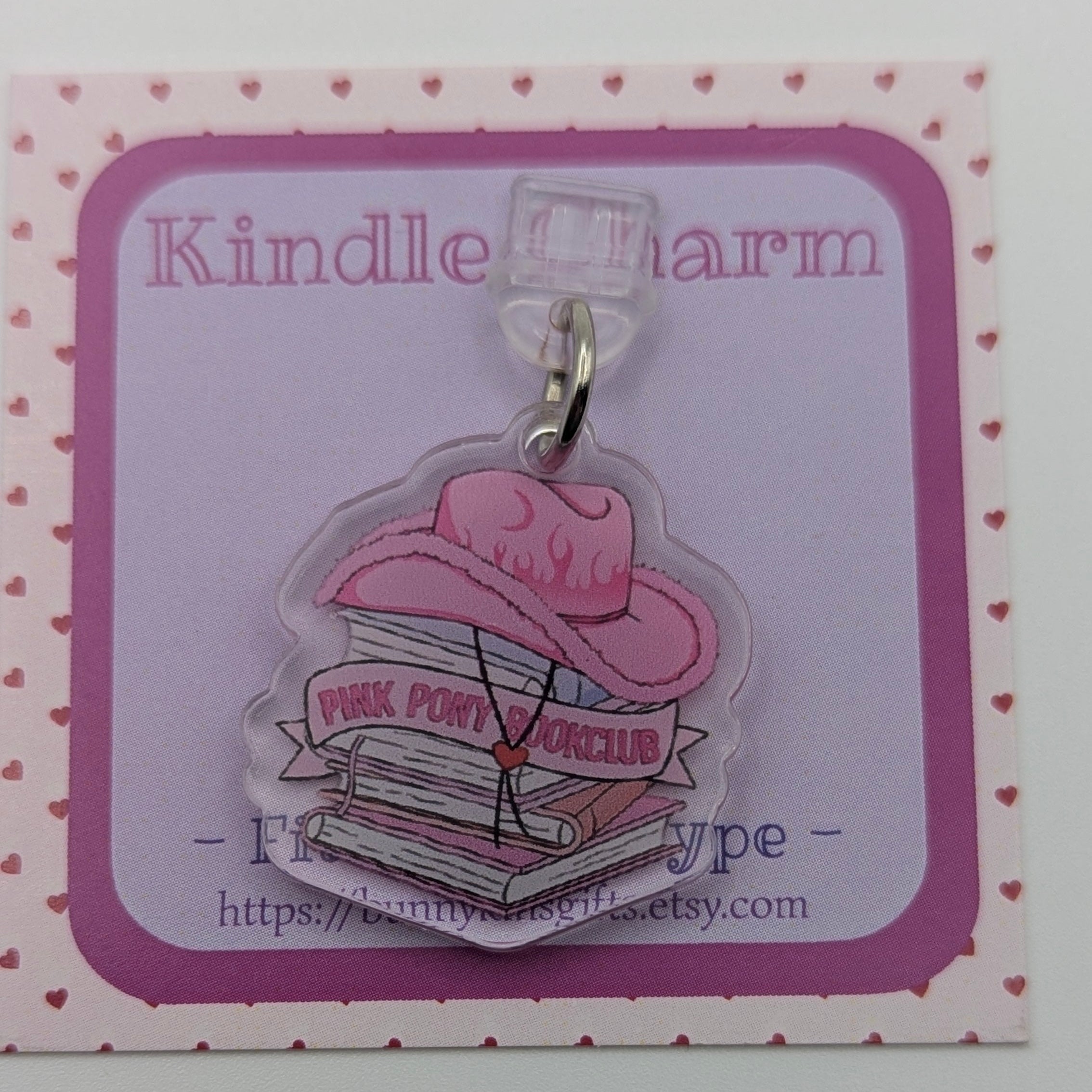 Pink Pony Book Club Kindle Charm for USB-C Port - Decorate your E-Readers or Phone
