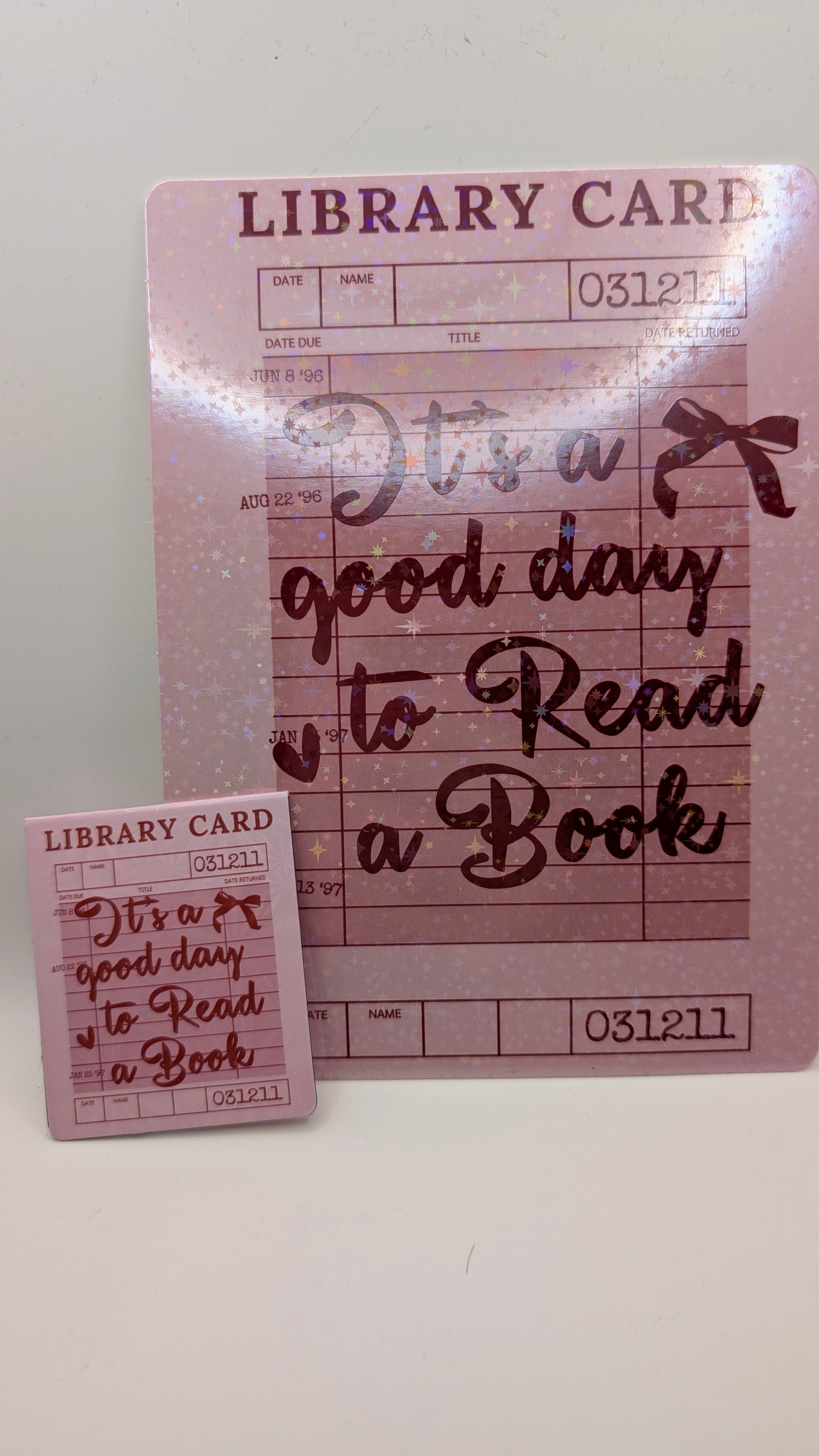 Library Card Style Kindle Inserts & Matching Magnetic Bookmarks