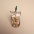 Icy Coffee and Spicy Books Enamel Pin Badge