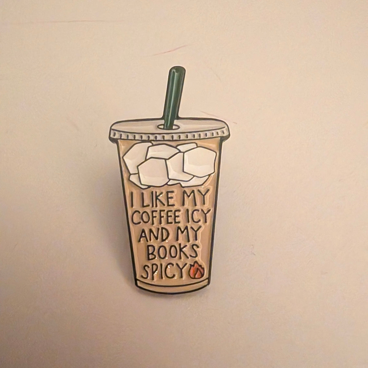 Icy Coffee and Spicy Books Enamel Pin Badge