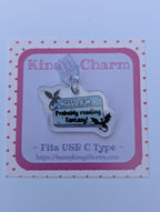Probably Reading Fantasy Kindle Charm for USB-C Port - Decorate your E-Readers or Phone