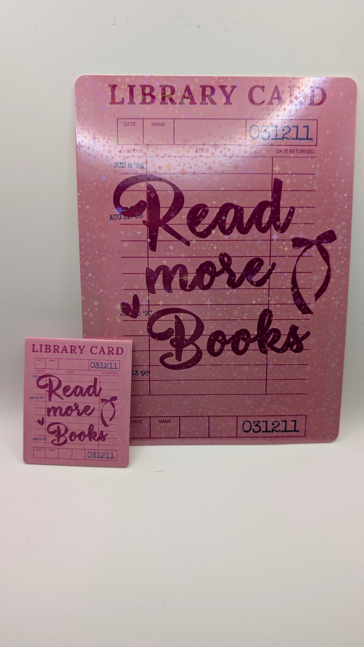 Library Card Style Kindle Inserts & Matching Magnetic Bookmarks