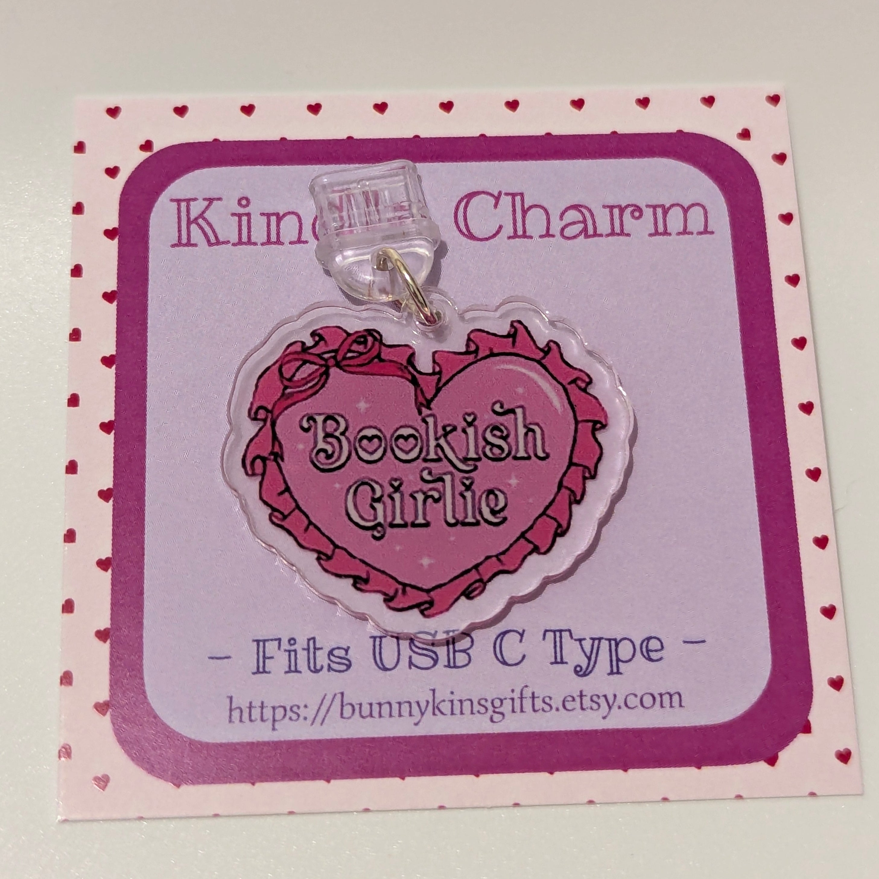 Bookish Girlie Kindle Charm for USB-C Port - Decorate your E-Readers or Phone