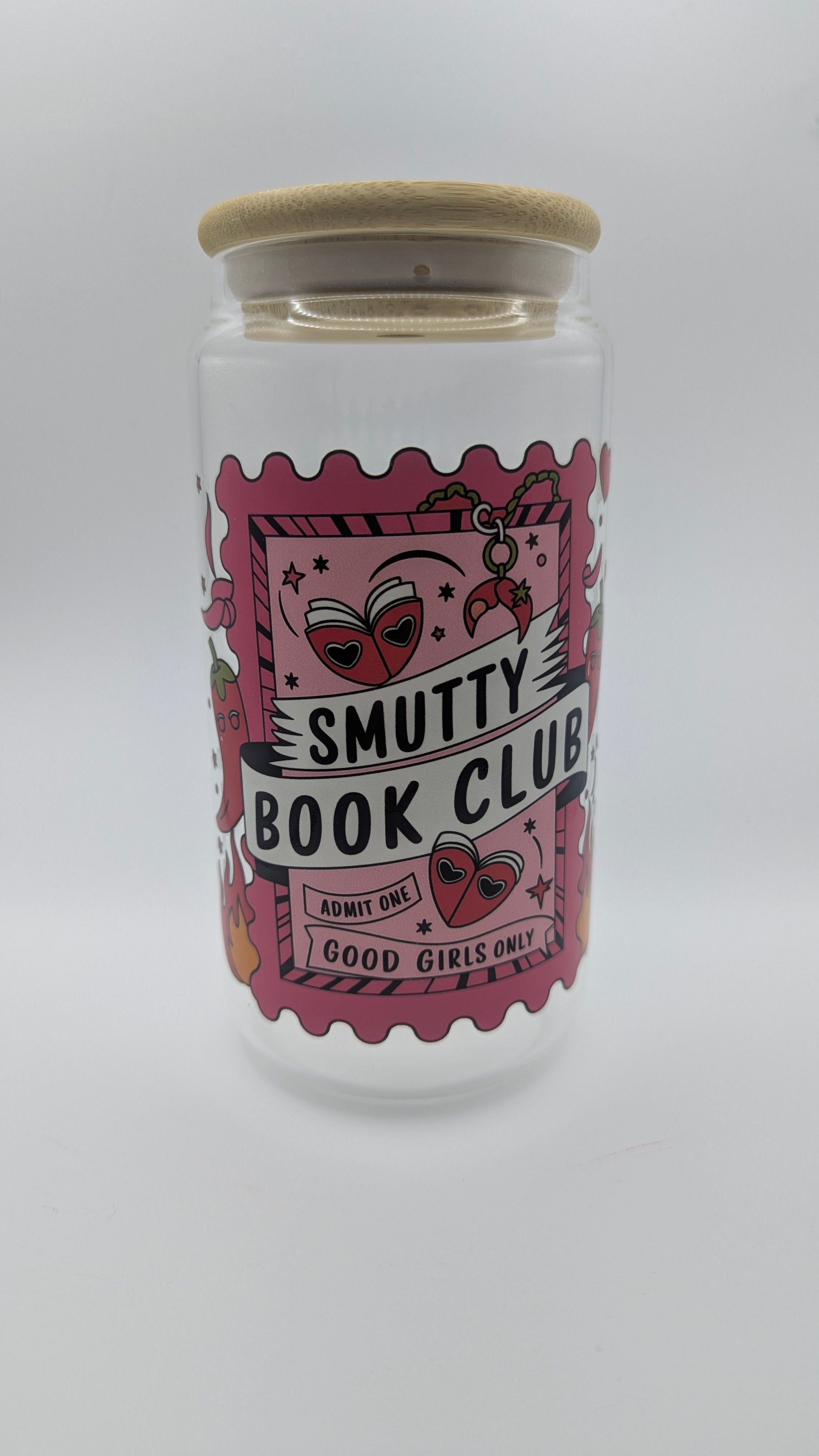 Smutty Book Club Glass Drinks Tumbler with Straw - Spicy Book Lover