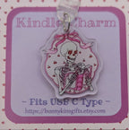 Skeleton Reader Kindle Charm for USB-C Port - Decorate your E-Readers or Phone