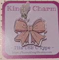 Pink Spotty Bow Kindle Charm for USB-C Port - Decorate your E-Readers or Phone