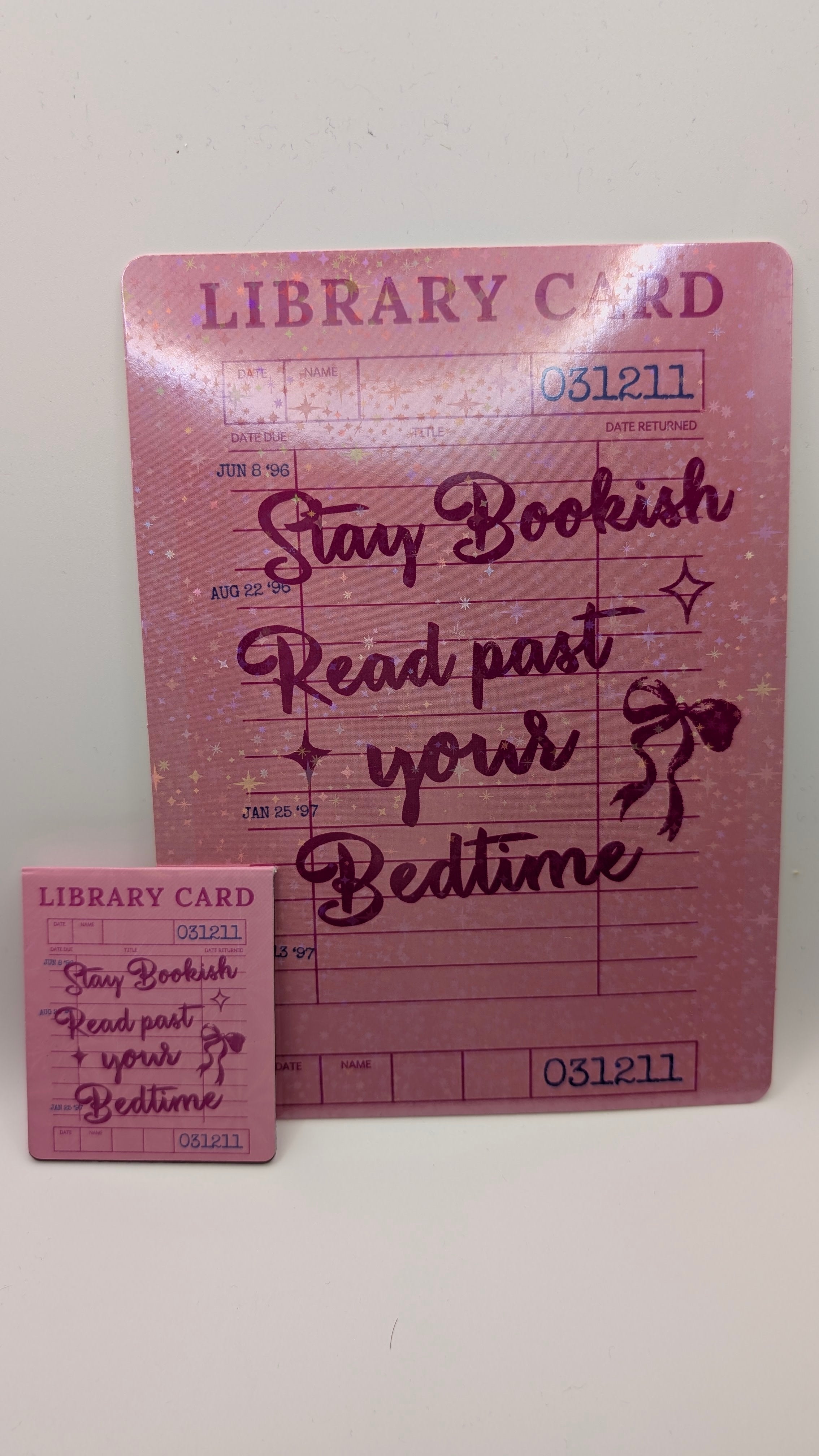 Library Card Style Kindle Inserts & Matching Magnetic Bookmarks