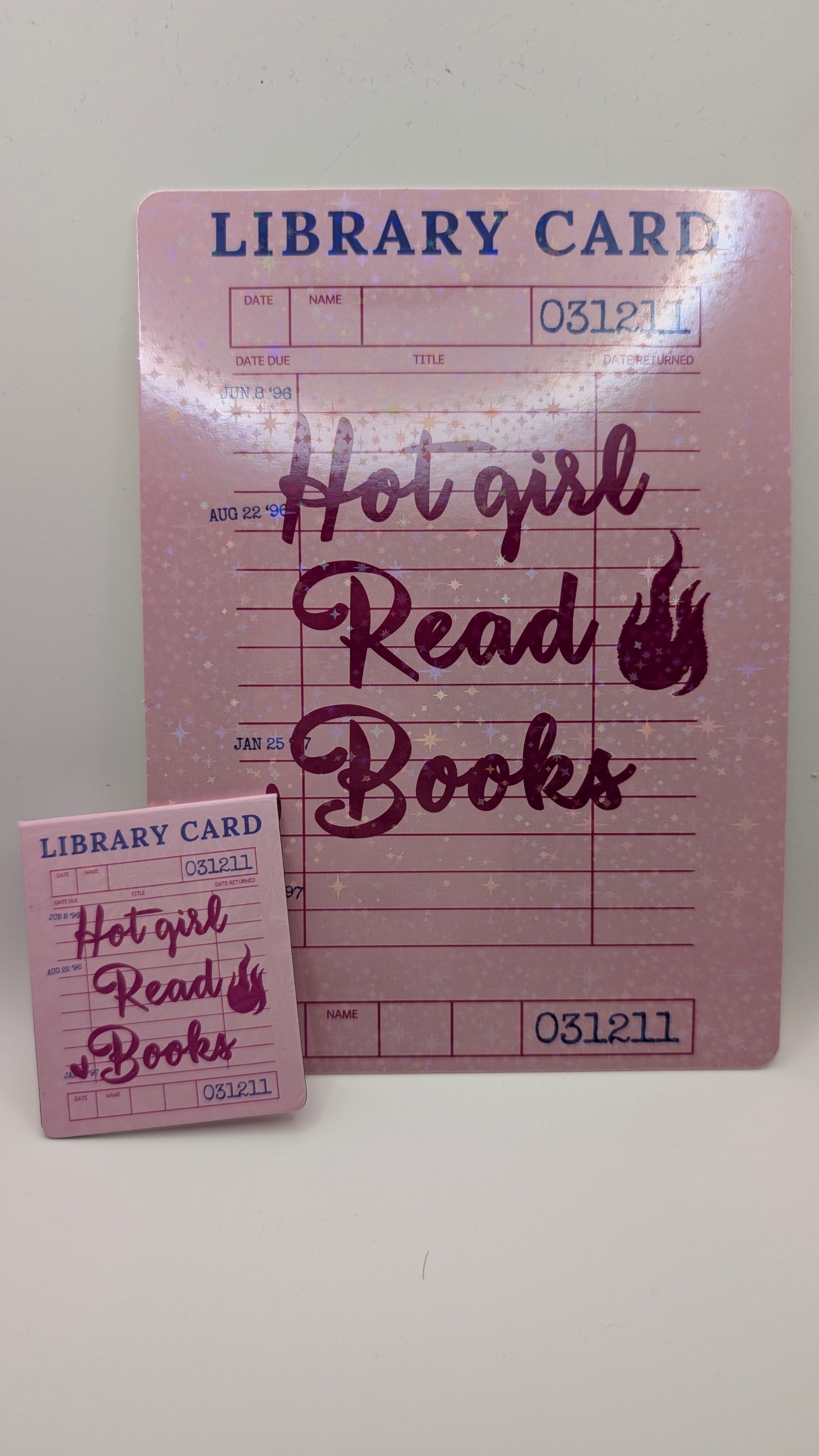 Library Card Style Kindle Inserts & Matching Magnetic Bookmarks