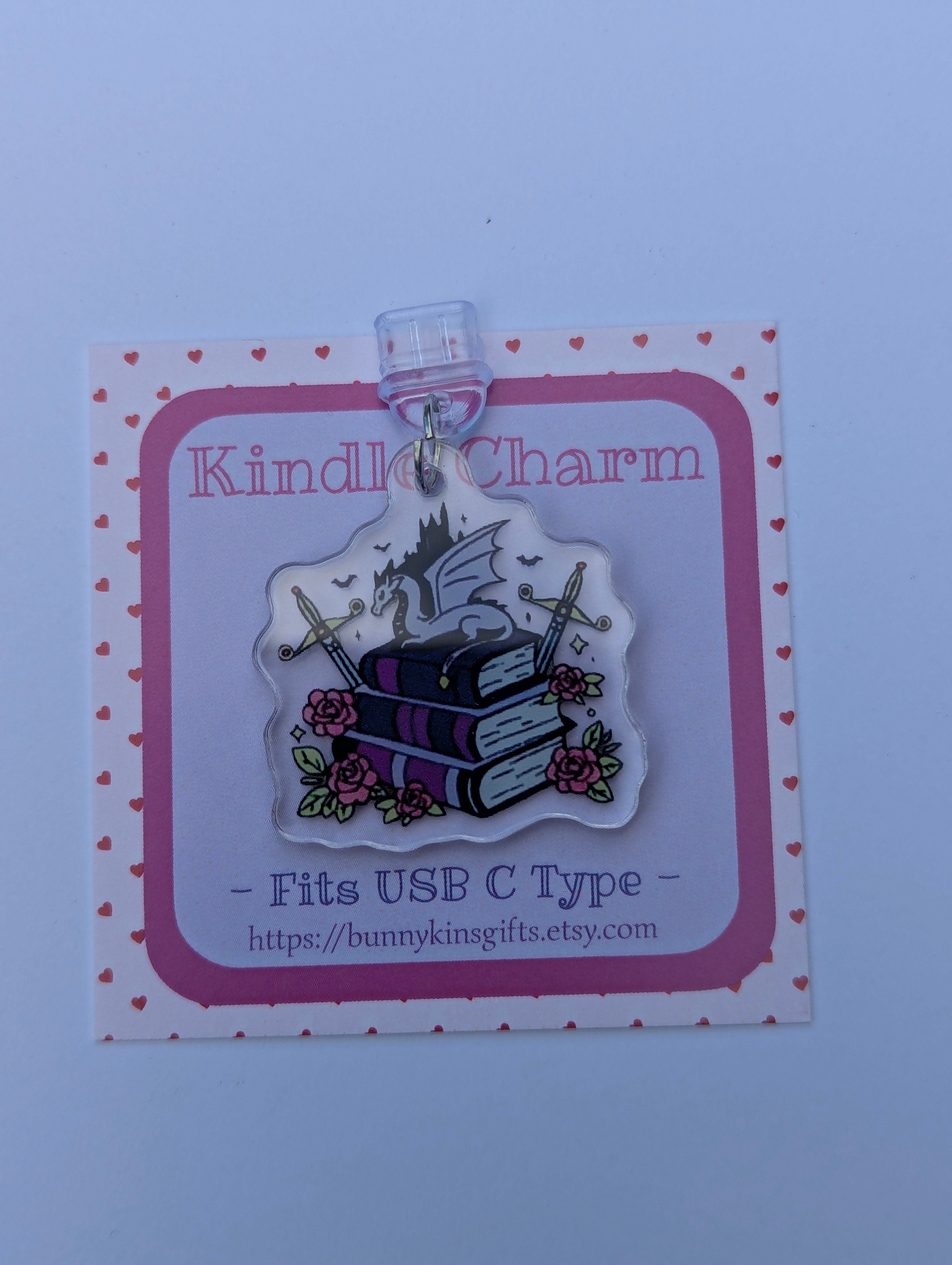 Romantasy Book Dragon Kindle Charm for USB-C Port - Decorate your E-Readers or Phone