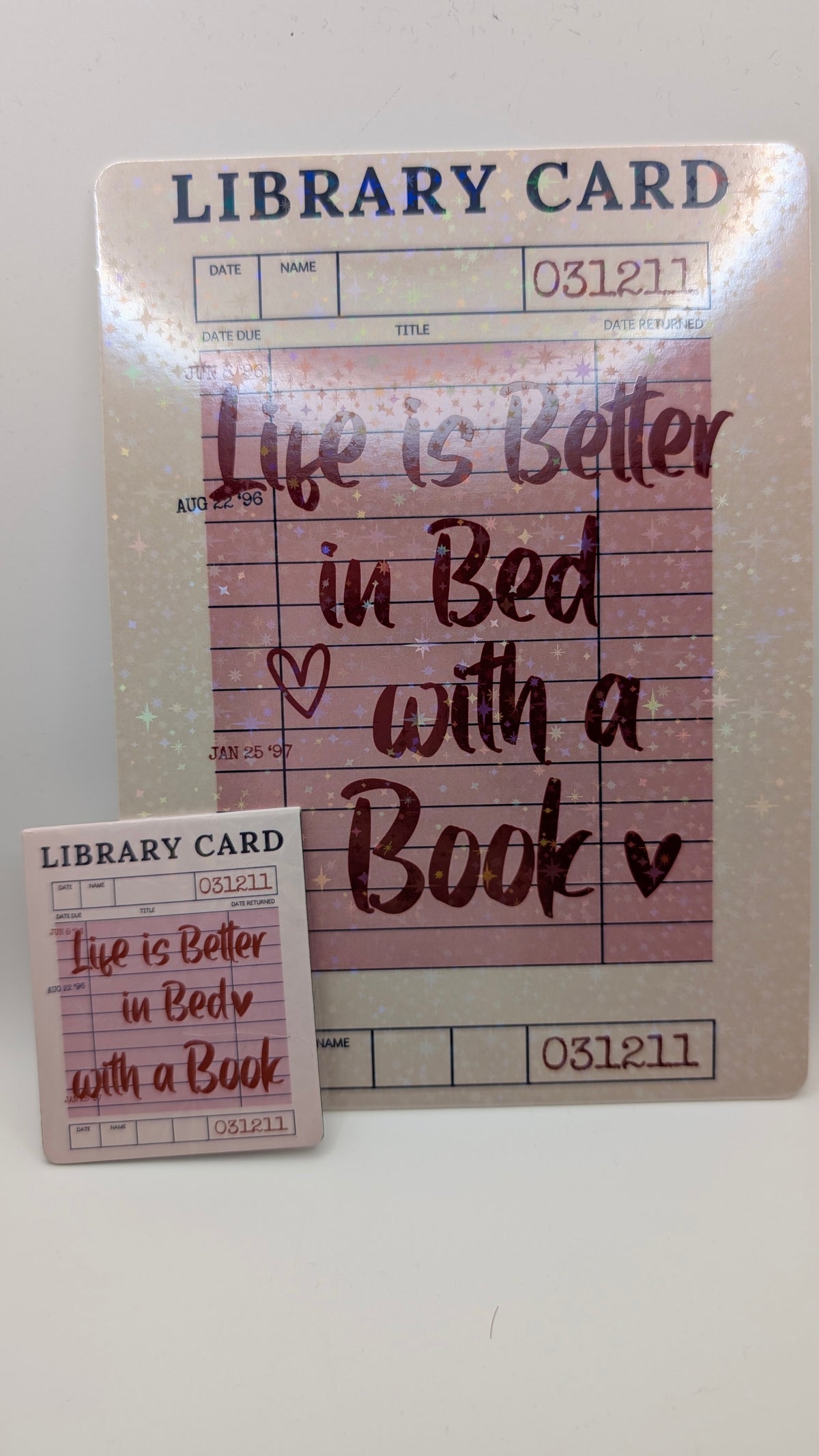 Library Card Style Kindle Inserts & Matching Magnetic Bookmarks