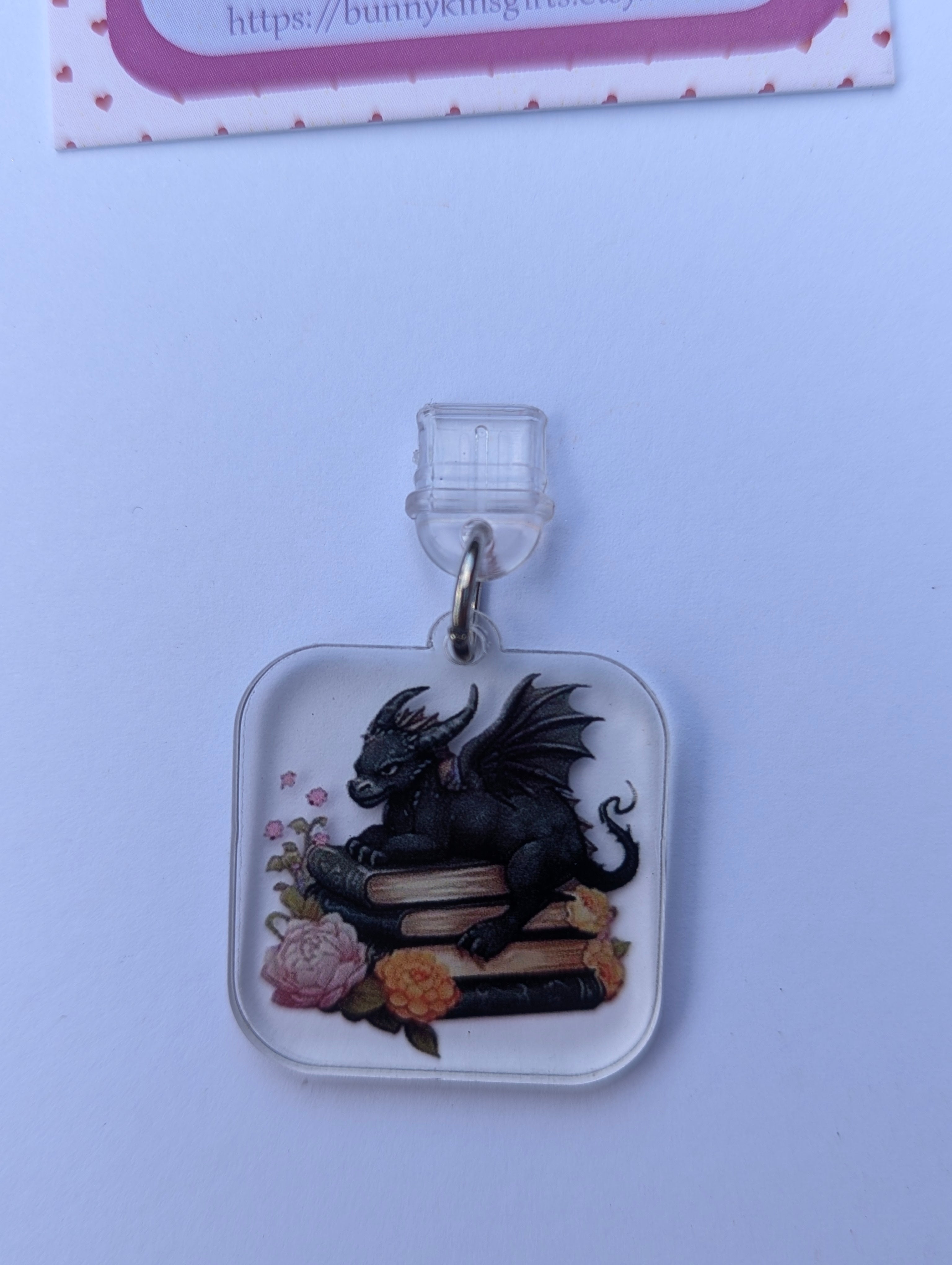 Black Book Dragon Kindle Charm for USB-C Port - Decorate your E-Readers or Phone