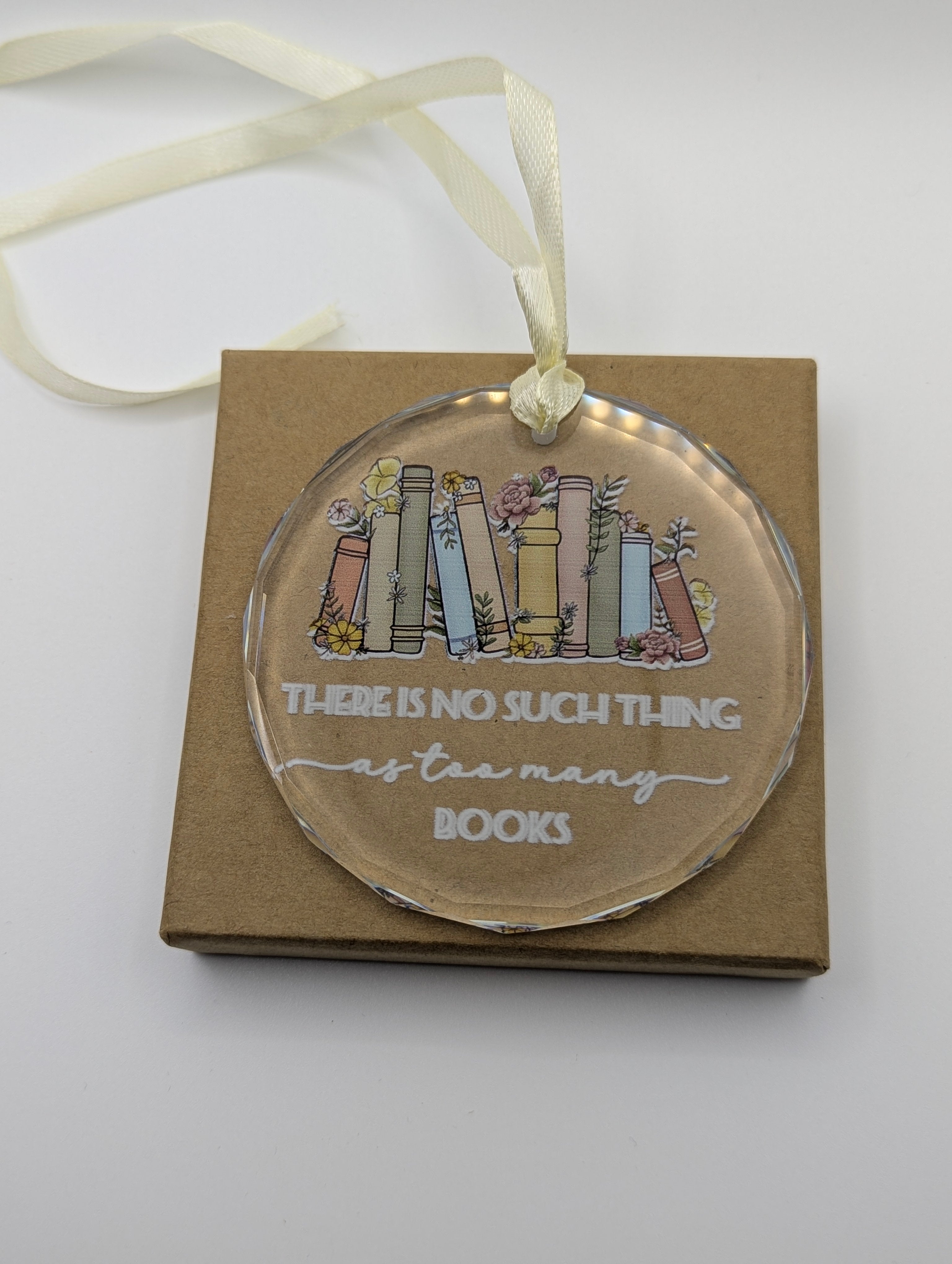 No Such Thing as Too Many Books Glass Bookshelf Decoration