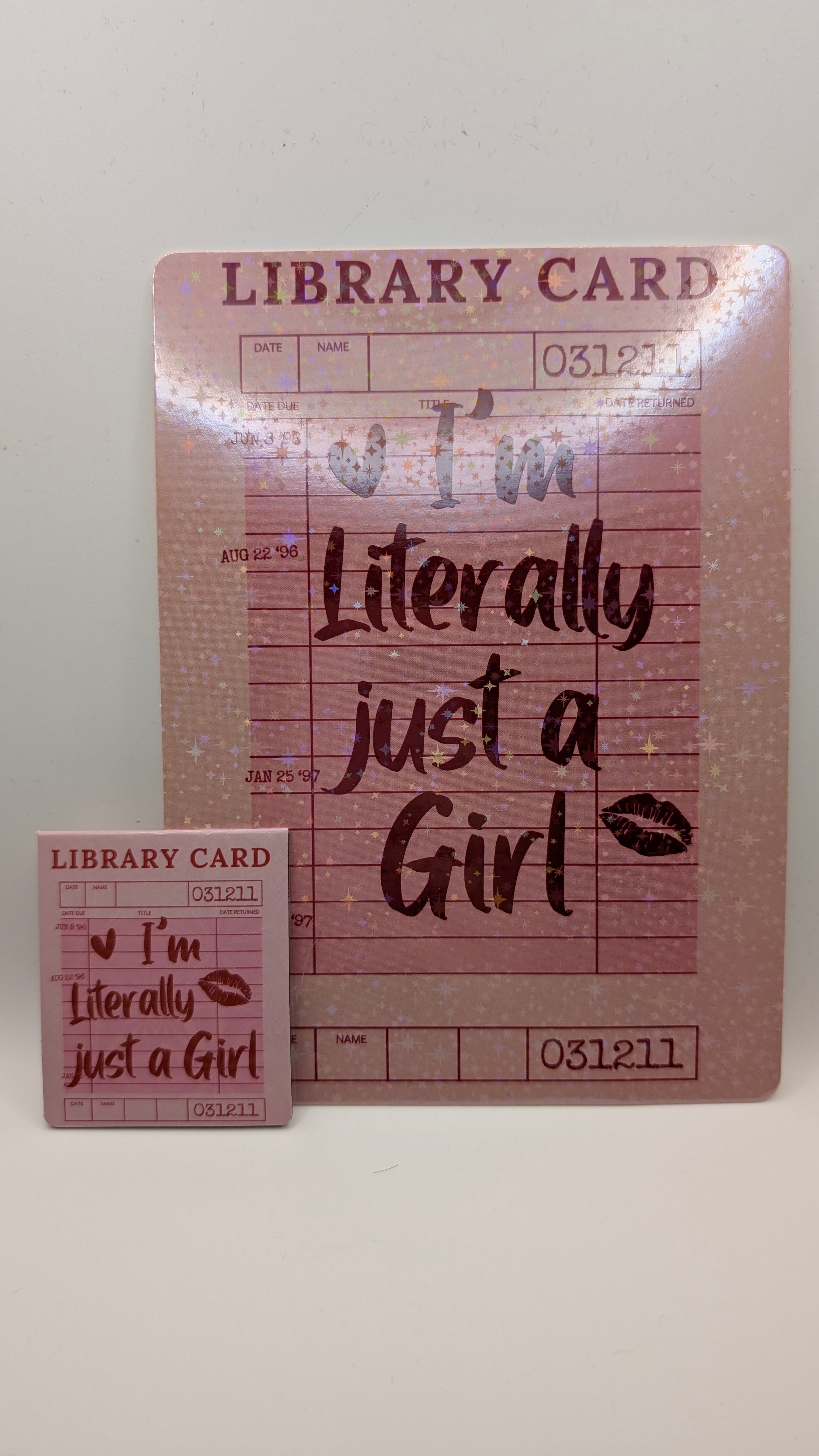 Library Card Style Kindle Inserts & Matching Magnetic Bookmarks